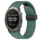 For Garmin Enduro Hole Folding Buckle 26mm Silicone Watch Band(Dark Green) - 1