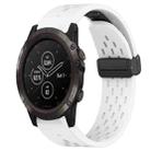 For Garmin Fenix 5X Plus 26mm Folding Buckle Hole Silicone Watch Band(White) - 1