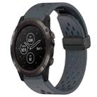 For Garmin Fenix 5X Plus 26mm Folding Buckle Hole Silicone Watch Band(Dark Gray) - 1