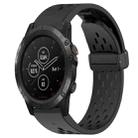 For Garmin Fenix 5X Plus 26mm Folding Buckle Hole Silicone Watch Band(Black) - 1