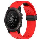 For Garmin Fenix 5X Plus 26mm Folding Buckle Hole Silicone Watch Band(Red) - 1