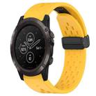 For Garmin Fenix 5X Plus Hole Folding Buckle 26mm Silicone Watch Band(Yellow) - 1