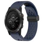 For Garmin Fenix 5X Plus Hole Folding Buckle 26mm Silicone Watch Band(Midnight Blue) - 1