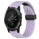 For Garmin Fenix 5X Plus Hole Folding Buckle 26mm Silicone Watch Band(Purple) - 1