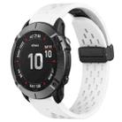 For Garmin Fenix 6X Pro 26mm Folding Buckle Hole Silicone Watch Band(White) - 1