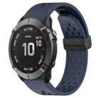 For Garmin Fenix 6X Pro 26mm Folding Buckle Hole Silicone Watch Band(Midnight Blue) - 1