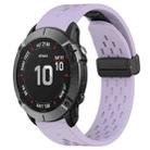 For Garmin Fenix 6X Pro 26mm Folding Buckle Hole Silicone Watch Band(Purple) - 1