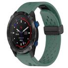 For Garmin Descent MK 2i 26mm Folding Buckle Hole Silicone Watch Band(Dark Green) - 1