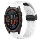 For Garmin Fenix 8 AMOLED 51mm Hole Folding Buckle 26mm Silicone Watch Band(White) - 1