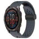 For Garmin Fenix 8 AMOLED 51mm Hole Folding Buckle 26mm Silicone Watch Band(Dark Gray) - 1