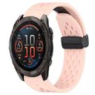 For Garmin Fenix 8 AMOLED 51mm Hole Folding Buckle 26mm Silicone Watch Band(Pink) - 1