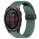 For Garmin Fenix 8 AMOLED 51mm Hole Folding Buckle 26mm Silicone Watch Band(Dark Green) - 1