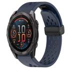 For Garmin Fenix 8 AMOLED 51mm Hole Folding Buckle 26mm Silicone Watch Band(Midnight Blue) - 1