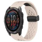 For Garmin Fenix 8 AMOLED 51mm Hole Folding Buckle 26mm Silicone Watch Band(Starlight Color) - 1