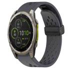 For Garmin Fenix 8 MIP 51mm Hole Folding Buckle 26mm Silicone Watch Band(Dark Gray) - 1