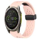 For Garmin Fenix 8 MIP 51mm Hole Folding Buckle 26mm Silicone Watch Band(Pink) - 1