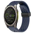 For Garmin Fenix 8 MIP 51mm Hole Folding Buckle 26mm Silicone Watch Band(Midnight Blue) - 1