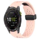 For Garmin Enduro 3 Hole Folding Buckle 26mm Silicone Watch Band(Pink) - 1