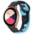 For Samsung Galaxy Watch Active 20mm Double Color Silicone Watch Band(Black+Blue) - 1