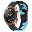 For Samsung Galaxy Watch3 41mm 20mm Double Color Silicone Watch Band(Black+Blue) - 1