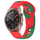 For Samsung Galaxy Watch3 41mm 20mm Double Color Silicone Watch Band(Red+Green) - 1
