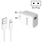 TE-005 QC3.0 18W USB Fast Charger with 1m 3A USB to 8 Pin Cable, EU Plug(White) - 1