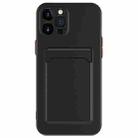 For iPhone 15 Pro Skin Feel Card Contrast Color Button TPU Phone Case(Black) - 1