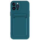 For iPhone 15 Pro Skin Feel Card Contrast Color Button TPU Phone Case(Dark Green) - 1