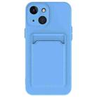 For iPhone 15 Plus Skin Feel Card Contrast Color Button TPU Phone Case(Sky Blue) - 1