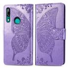 Butterfly Love Flowers Embossing Horizontal Flip Leather Case For Huawei P Smart Z with Holder & Card Slots & Wallet & Lanyard(Light purple) - 1