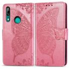 Butterfly Love Flowers Embossing Horizontal Flip Leather Case For Huawei P Smart Z with Holder & Card Slots & Wallet & Lanyard(Pink) - 1