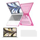 For MacBook Air 13.6 2022/2024  A2681 (M2) / A3113  (M3) A2681 ENKAY Hat-Prince 3 in 1 Protective Bracket Case Cover Hard Shell with TPU Keyboard Film / PET Screen Protector, Version:EU(Pink) - 1