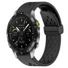 For Garmin MARQ Quick Release Holes Magnetic Buckle Silicone Watch Band(Black) - 1