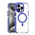 For iPhone 15 Pro Max Dual-color MagSafe TPU Hybrid Clear PC Shockproof Phone Case(Blue) - 1