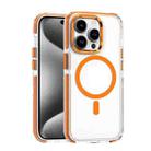 For iPhone 15 Pro Dual-color MagSafe TPU Hybrid Clear PC Shockproof Phone Case(Orange) - 1