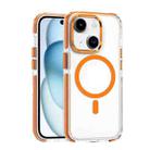 For iPhone 15 Dual-color MagSafe TPU Hybrid Clear PC Shockproof Phone Case(Orange) - 1