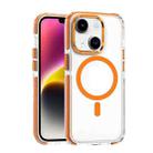 For iPhone 14 Plus Dual-color MagSafe TPU Hybrid Clear PC Shockproof Phone Case(Orange) - 1