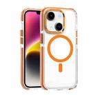 For iPhone 14 Dual-color MagSafe TPU Hybrid Clear PC Shockproof Phone Case(Orange) - 1