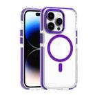 For iPhone 14 Pro Dual-color MagSafe TPU Hybrid Clear PC Shockproof Phone Case(Purple) - 1