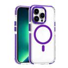 For iPhone 13 Pro Max Dual-color MagSafe TPU Hybrid Clear PC Shockproof Phone Case(Purple) - 1