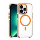 For iPhone 13 Pro Max Dual-color MagSafe TPU Hybrid Clear PC Shockproof Phone Case(Orange) - 1