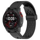 For Garmin Fenix 7X Quick Release Holes Magnetic Buckle Silicone Watch Band(Black) - 1