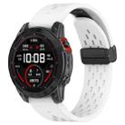 For Garmin Fenix 7X Quick Release Holes Magnetic Buckle Silicone Watch Band(White) - 1