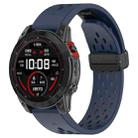 For Garmin Fenix 7X Pro Quick Release Holes Magnetic Buckle Silicone Watch Band(Dark Blue) - 1