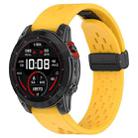 For Garmin Fenix 7X Pro Quick Release Holes Magnetic Buckle Silicone Watch Band(Yellow) - 1