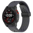 For Garmin Fenix 7X Pro Quick Release Holes Magnetic Buckle Silicone Watch Band(Dark Gray) - 1