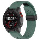 For Garmin Instinct 2x Quick Release Holes Magnetic Buckle Silicone Watch Band(Dark Green) - 1