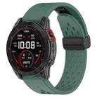 For Garmin Enduro 2 / Enduro Quick Release Holes Magnetic Buckle Silicone Watch Band(Dark Green) - 1