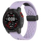 For Garmin Fenix 6X GPS / 6X Pro Quick Release Holes Magnetic Buckle Silicone Watch Band(Purple) - 1