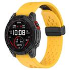 For Garmin Fenix 6X Sapphire GPS Quick Release Holes Magnetic Buckle Silicone Watch Band(Yellow) - 1